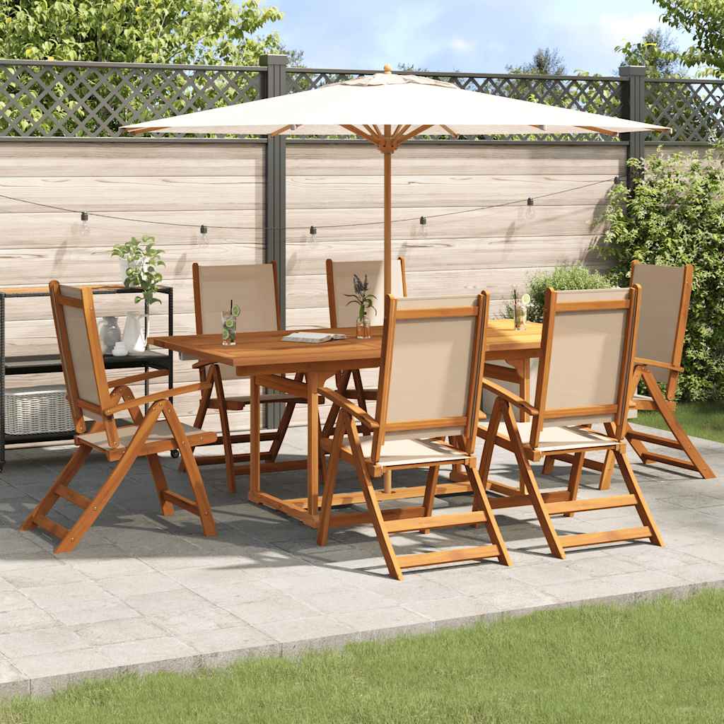 7-tlg. Garten-Essgruppe Massivholz Akazie und Textilene