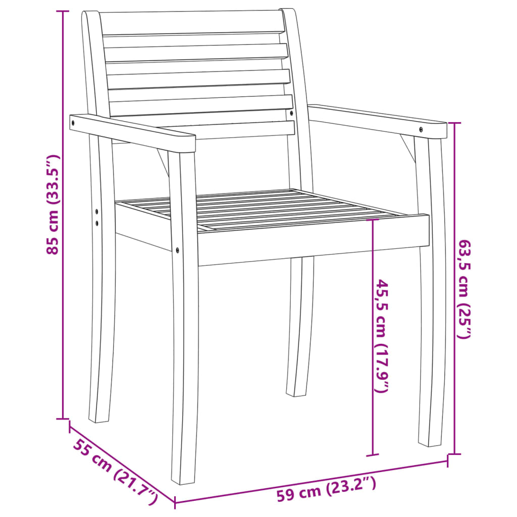 Gartenstühle 6 Stk. 59x55x85 cm Massivholz Akazie