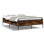 Bettgestell Räuchereiche 150x200 cm Holzwerkstoff und Metall