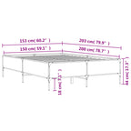 Bettgestell Räuchereiche 150x200 cm Holzwerkstoff und Metall