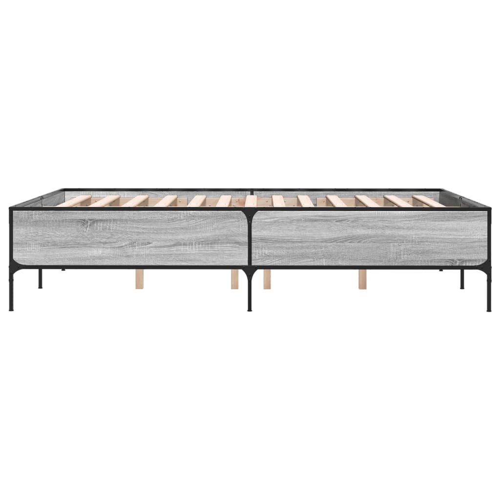 Bettgestell Grau Sonoma 150x200 cm Holzwerkstoff und Metall