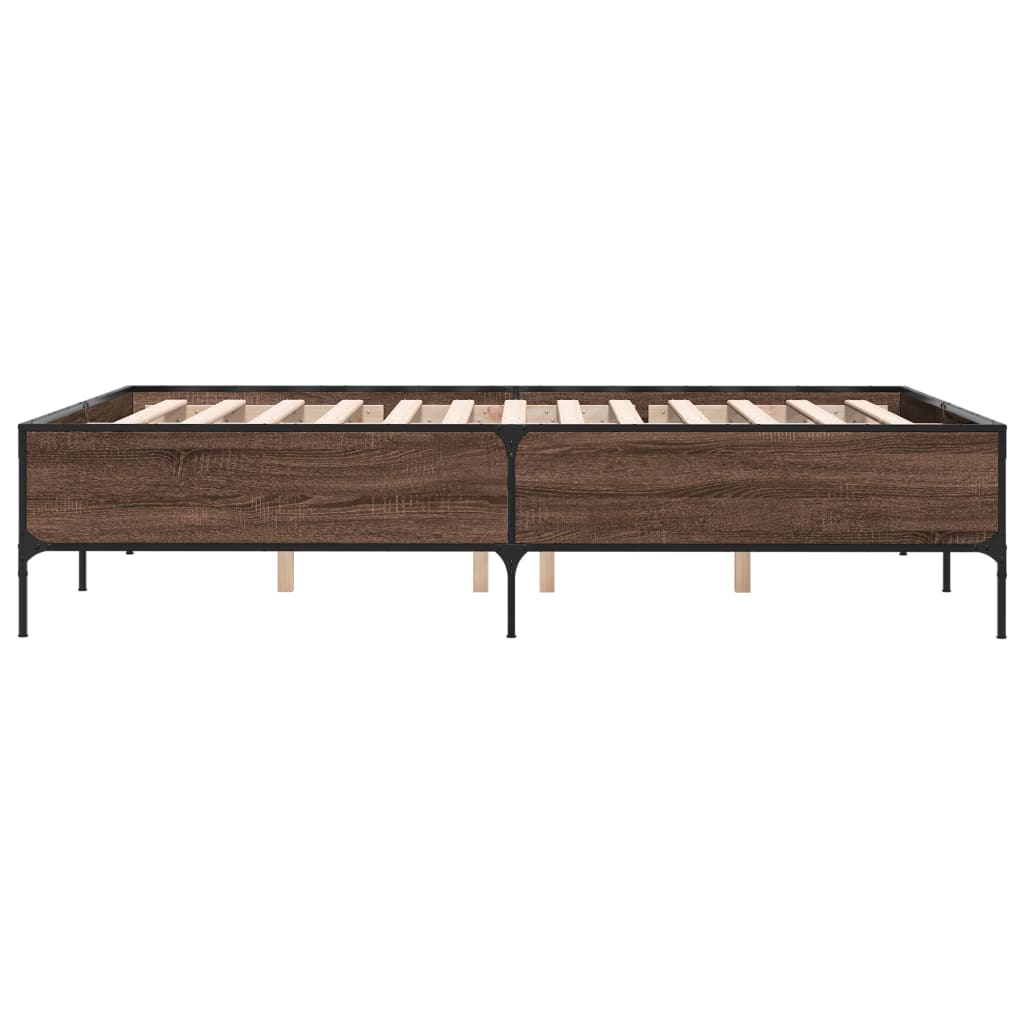 Bettgestell Braun Eichen-Optik 120x190 cm Holzwerkstoff Metall