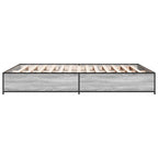 Bettgestell Grau Sonoma 150x200 cm Holzwerkstoff und Metall
