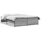 Bettgestell Grau Sonoma 160x200 cm Holzwerkstoff und Metall