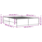 Bettgestell Sonoma-Eiche 140x200 cm Holzwerkstoff und Metall