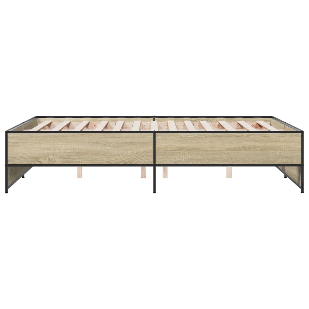 Bettgestell Sonoma-Eiche 140x190 cm Holzwerkstoff und Metall
