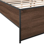 Bettgestell Braun Eichen-Optik 140x190 cm Holzwerkstoff Metall
