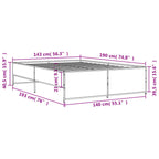 Bettgestell Braun Eichen-Optik 140x190 cm Holzwerkstoff Metall