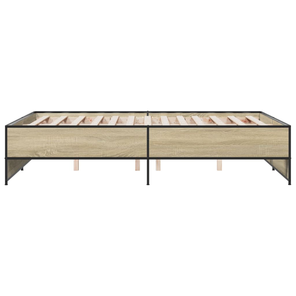 Bettgestell Sonoma-Eiche 135x190 cm Holzwerkstoff und Metall