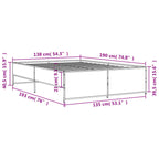 Bettgestell Sonoma-Eiche 135x190 cm Holzwerkstoff und Metall