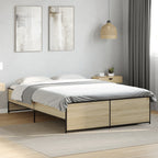 Bettgestell Sonoma-Eiche 135x190 cm Holzwerkstoff und Metall
