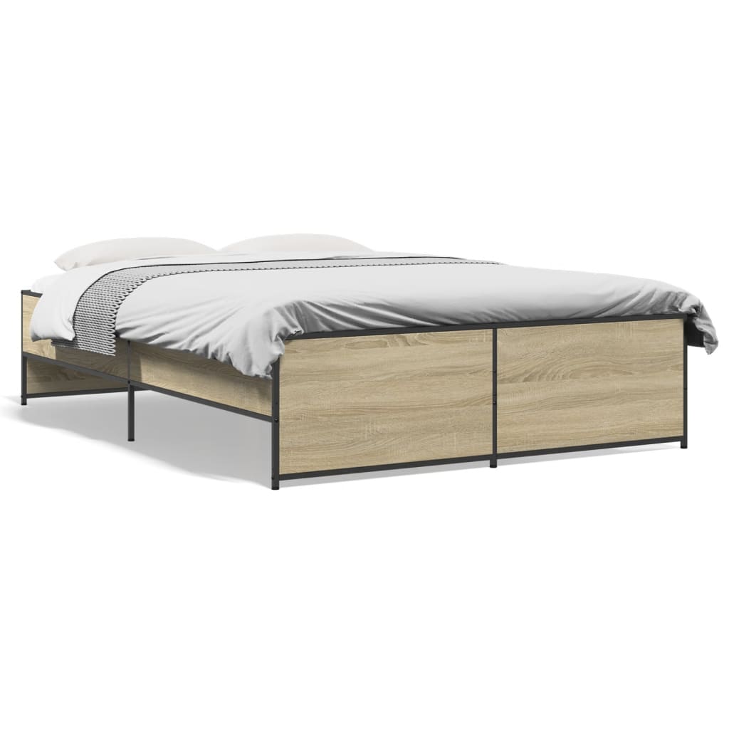 Bettgestell Sonoma-Eiche 120x190 cm Holzwerkstoff und Metall