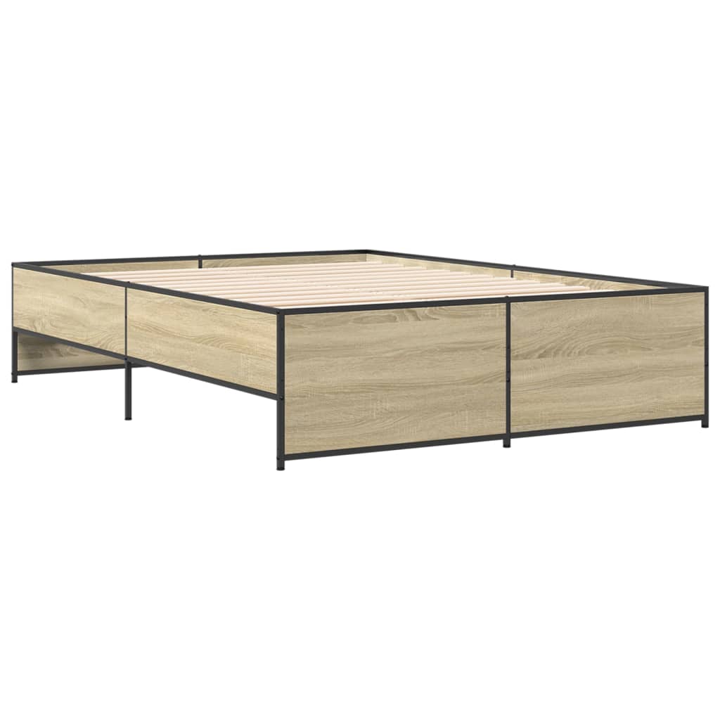 Bettgestell Sonoma-Eiche 120x190 cm Holzwerkstoff und Metall