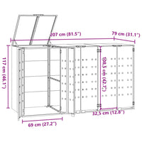 Mülltonnenbox für 3 Tonnen Schwarz 207x79x117 cm Stahl