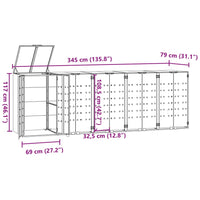 Mülltonnenbox für 5 Tonnen Schwarz 345x79x117 cm Stahl