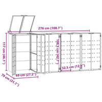 Mülltonnenbox für 4 Tonnen Grau 276x79x117 cm Stahl