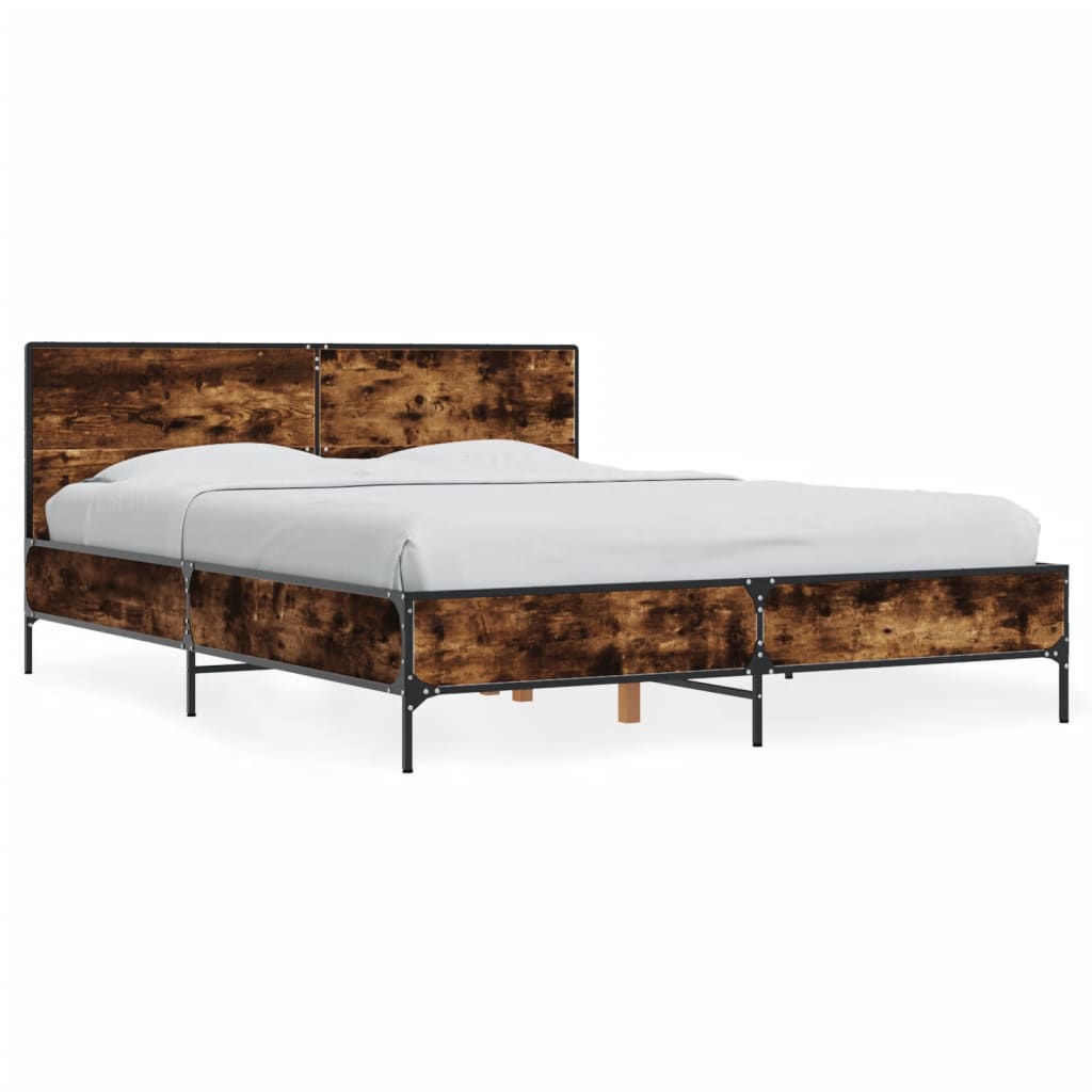Bettgestell Räuchereiche 120x200 cm Holzwerkstoff und Metall