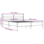 Bettgestell Räuchereiche 150x200 cm Holzwerkstoff und Metall