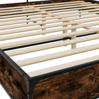 Bettgestell Räuchereiche 200x200 cm Holzwerkstoff und Metall