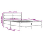 Bettgestell Räuchereiche 140x190 cm Holzwerkstoff und Metall