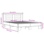 Bettgestell Sonoma-Eiche 140x190 cm Holzwerkstoff und Metall