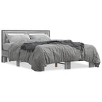 Bettgestell Grau Sonoma 135x190 cm Holzwerkstoff und Metall