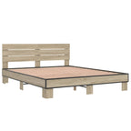 Bettgestell Sonoma-Eiche 150x200 cm Holzwerkstoff und Metall