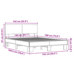 Bettgestell Grau Sonoma 140x190 cm Holzwerkstoff und Metall