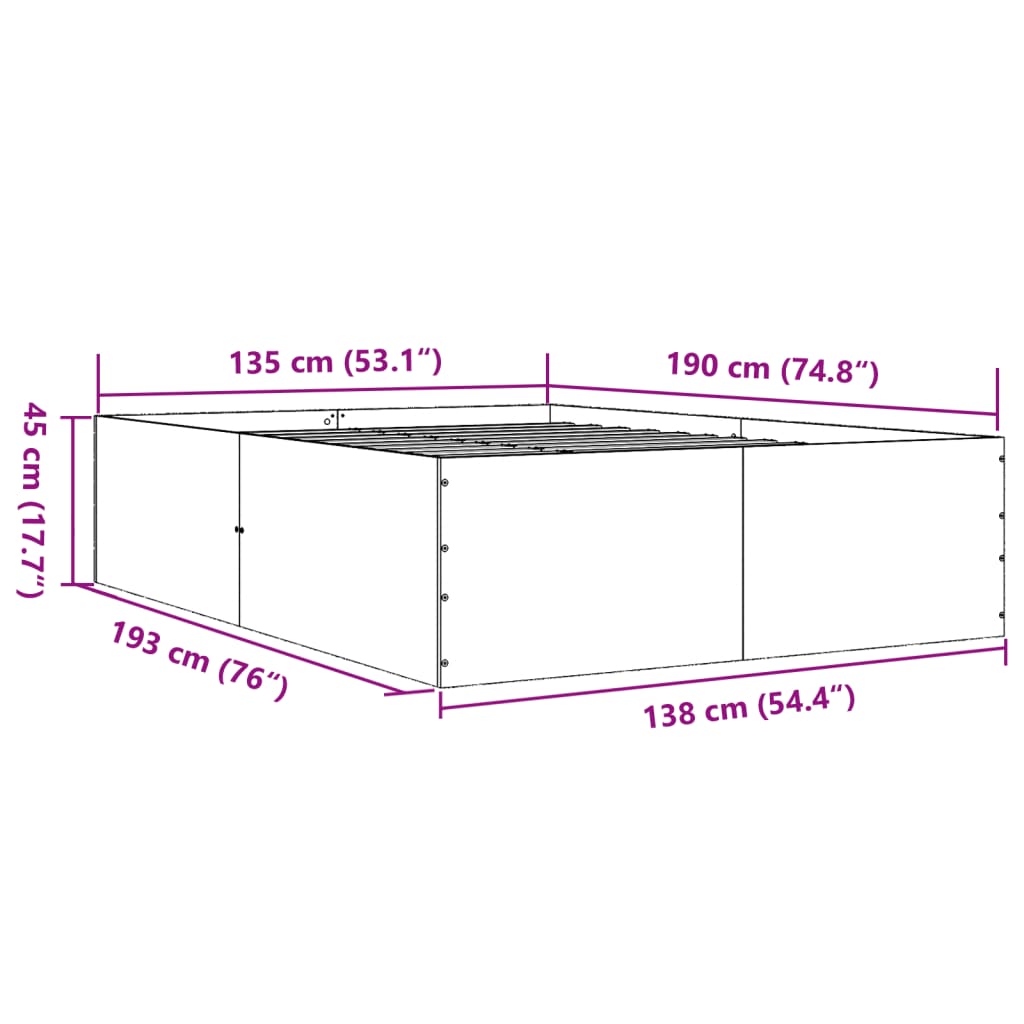 Bettgestell Weiß 135x190 cm Holzwerkstoff