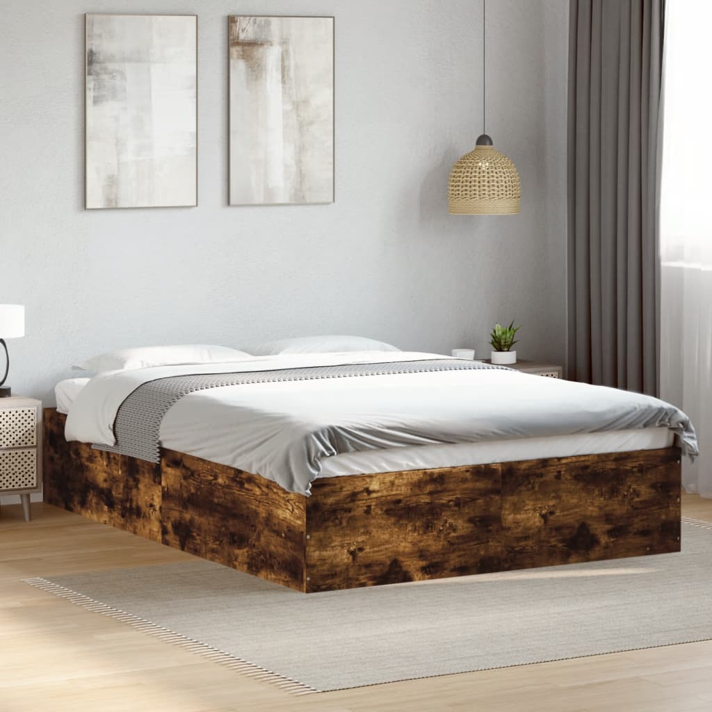 Bettgestell Räuchereiche 120x200 cm Holzwerkstoff