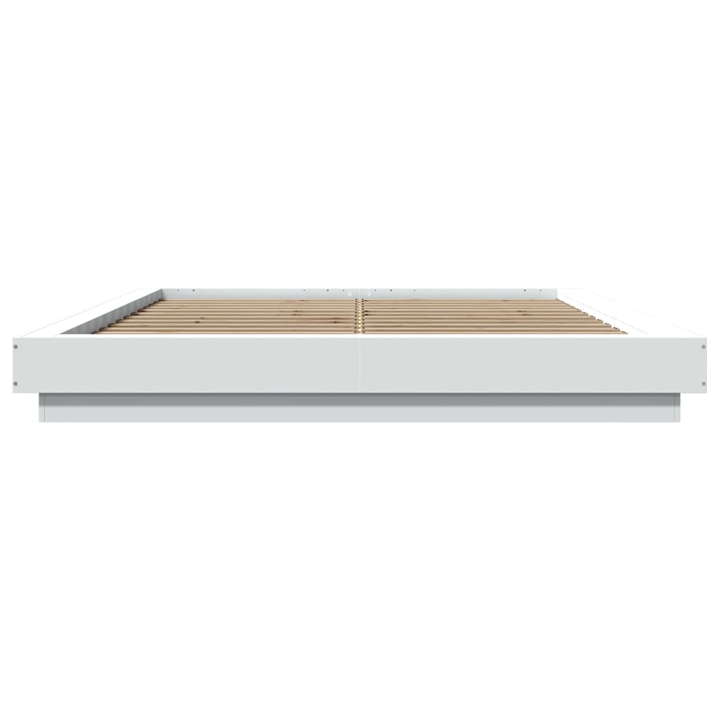 Bettgestell mit LED Weiß 150x200 cm Holzwerkstoff
