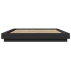 Bettgestell mit LED Schwarz 150x200 cm Holzwerkstoff