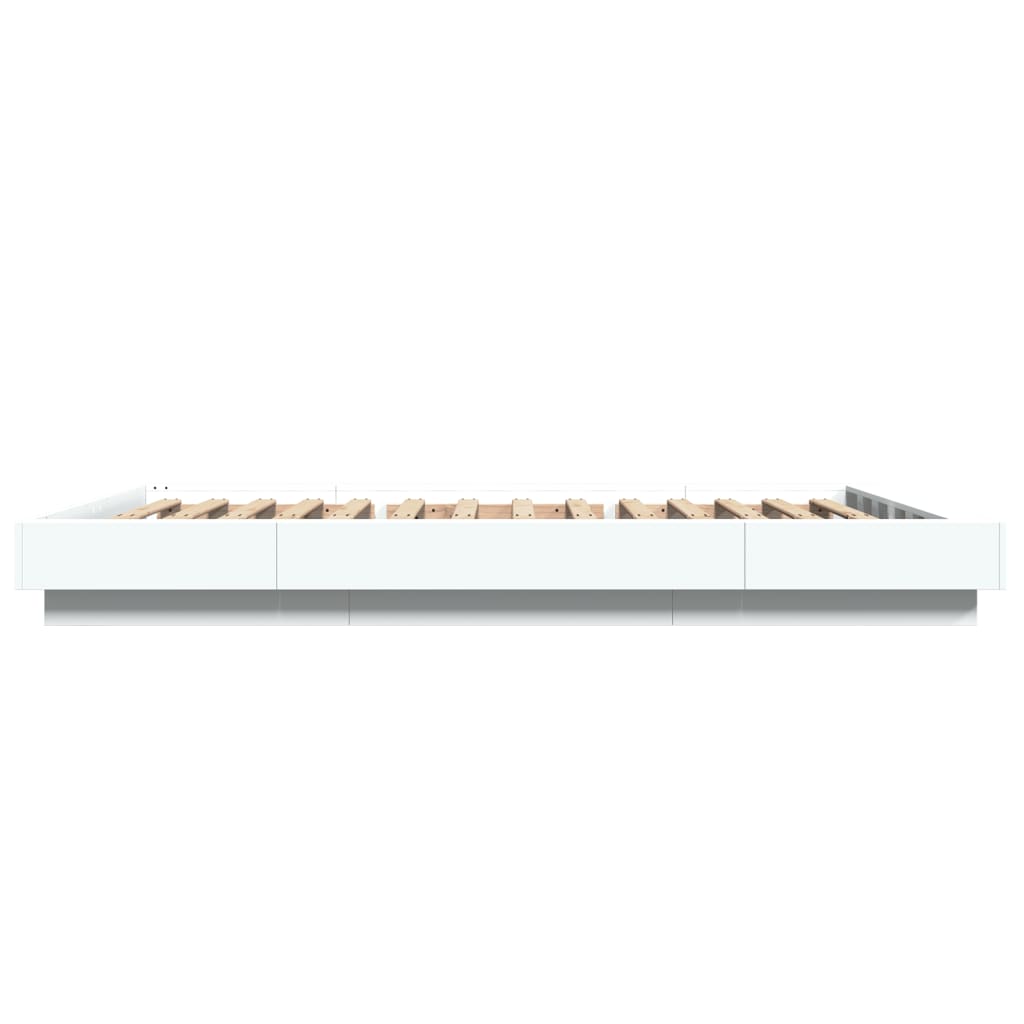 Bettgestell mit LED Weiß 140x190 cm Holzwerkstoff