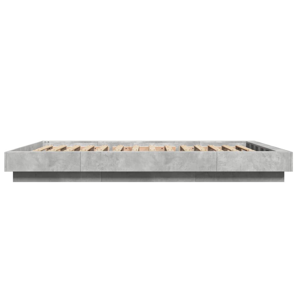 Bettgestell mit LED Betongrau 120x190 cm Holzwerkstoff