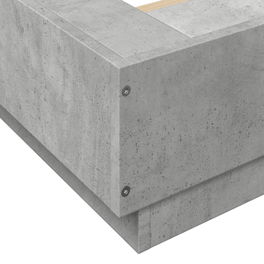 Bettgestell mit LED Betongrau 120x190 cm Holzwerkstoff