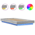 Bettgestell mit LED Grau Sonoma 75x190 cm Holzwerkstoff