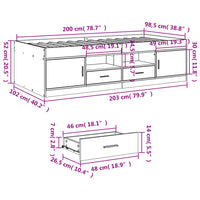 Tagesbett mit Schubladen ohne Matratze 100x200 cm