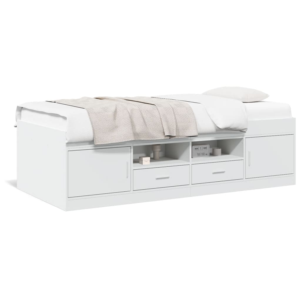 Tagesbett mit Schubladen ohne Matratze Weiß 90x200 cm