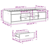 Tagesbett mit Schubladen ohne Matratze Grau Sonoma 75x190 cm