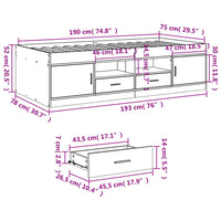 Tagesbett mit Schubladen ohne Matratze 75x190 cm