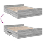 Bettgestell mit Schubladen Grau Sonoma 140x200 cm Holzwerkstoff