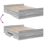 Bettgestell mit Schubladen Grau Sonoma 135x190 cm Holzwerkstoff