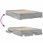 Bettgestell mit Schubladen Grau Sonoma 150x200 cm Holzwerkstoff