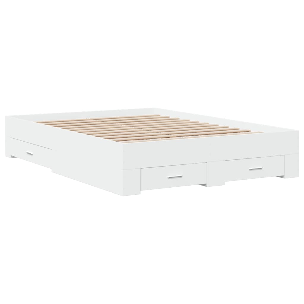 Bettgestell mit Schubladen Weiß 140x190 cm Holzwerkstoff
