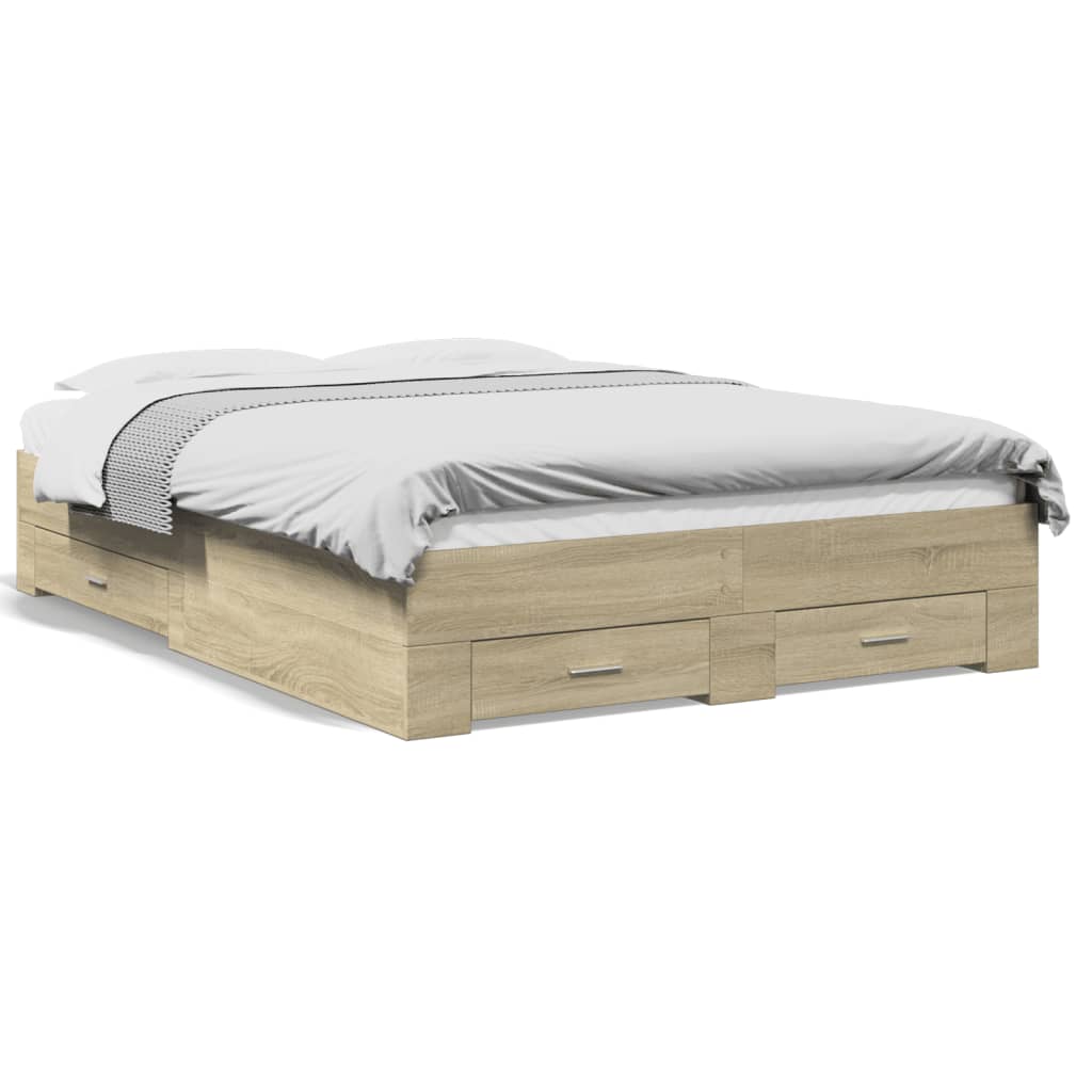 Bettgestell mit Schubladen Sonoma-Eiche 120x190cm Holzwerkstoff