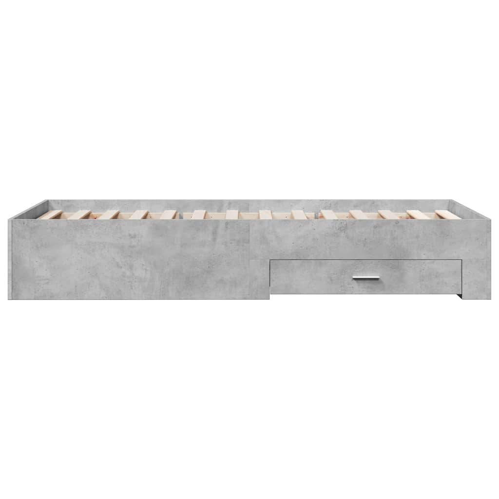 Bettgestell mit Schubladen Betongrau 75x190 cm Holzwerkstoff