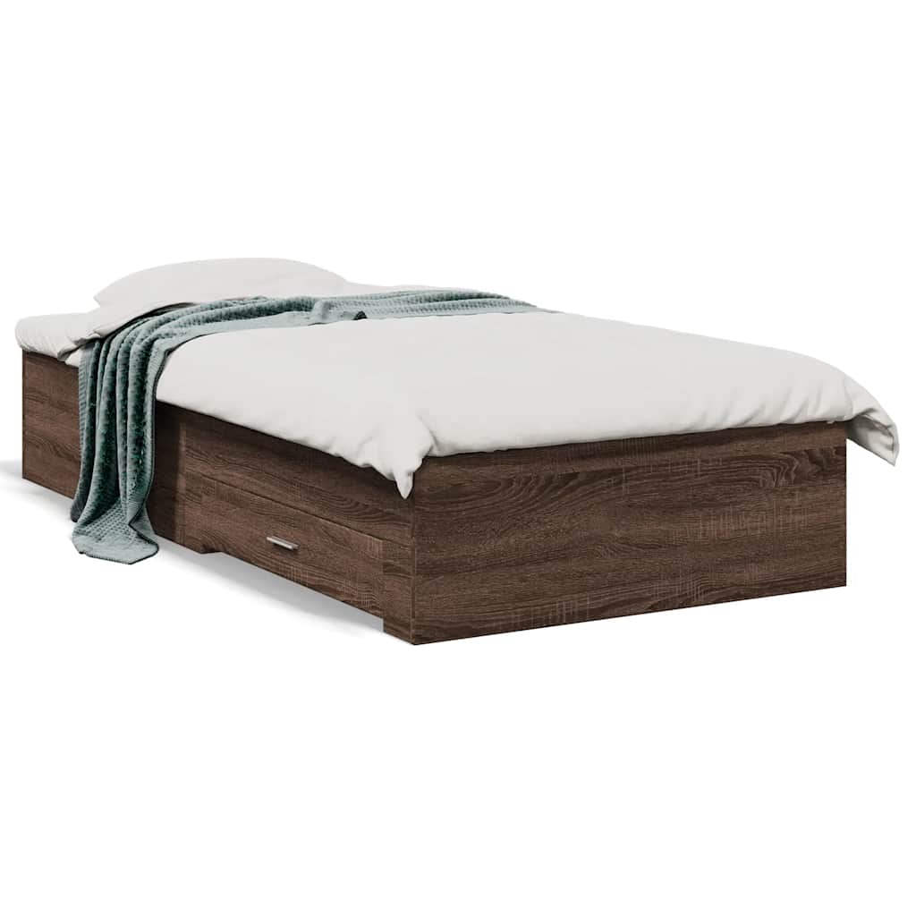 Bettgestell mit Schubladen Braun Eichen-Optik 75x190 cm