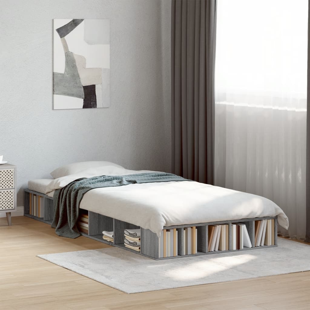 Bettgestell Grau Sonoma 100x200 cm Holzwerkstoff