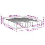 Bettgestell Grau Sonoma 200x200 cm Holzwerkstoff