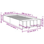 Bettgestell Grau Sonoma 90x200 cm Holzwerkstoff